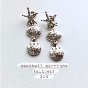 Silver Seashell Studs